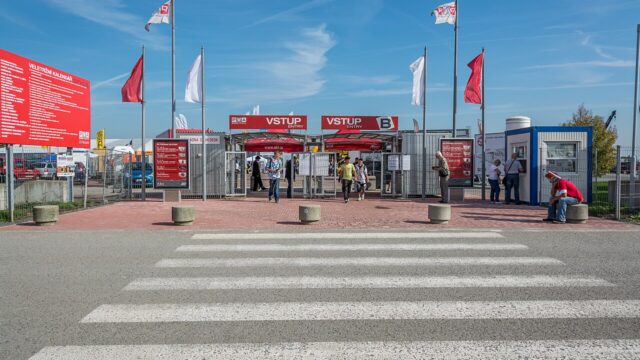PVA EXPO PRAHA entrance photographed in September 2014; a venue reference photograph, not Cannafest 2026.
