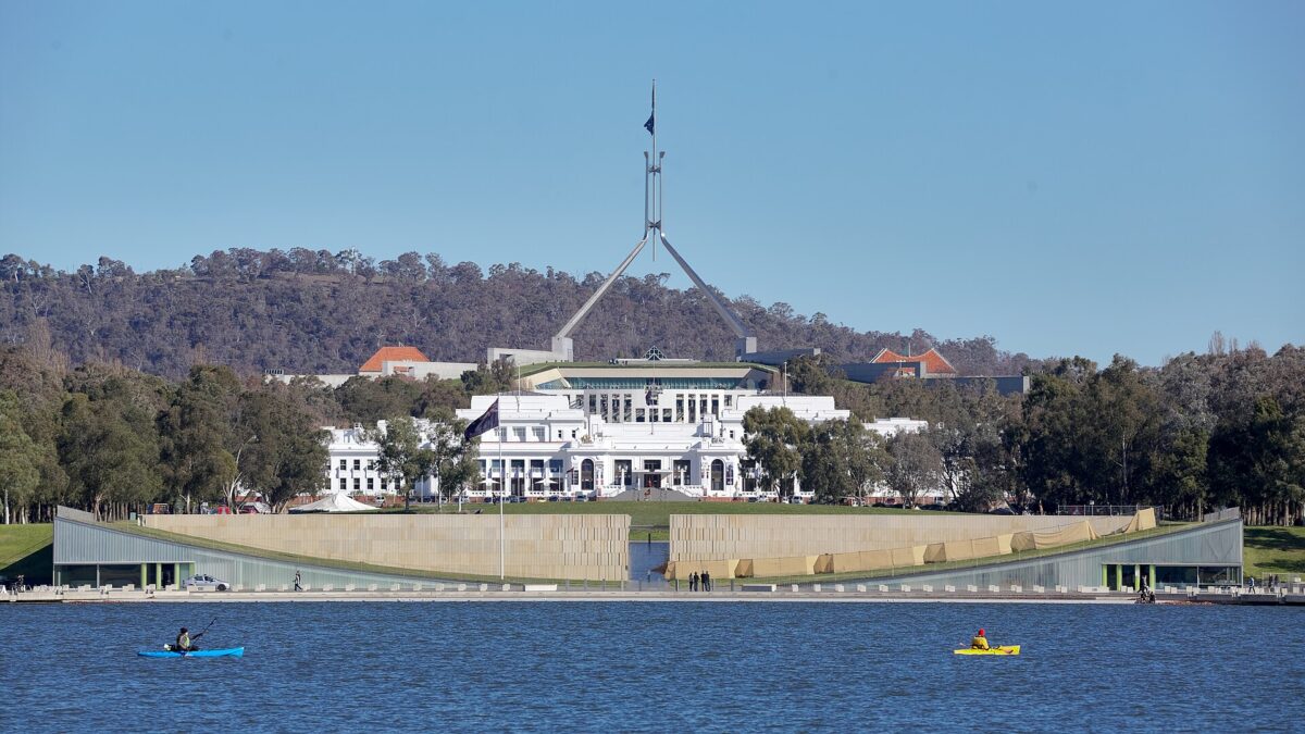The old and new Parliament Houses in Canberra, Australia