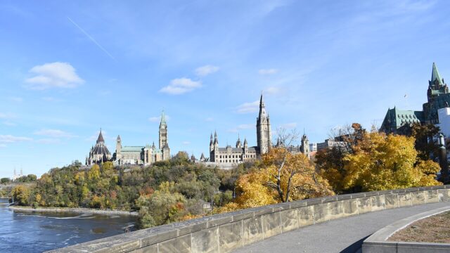 Parliament Hill in Ottawa, viewed from the Supreme Court of Canada on 26 October 2018